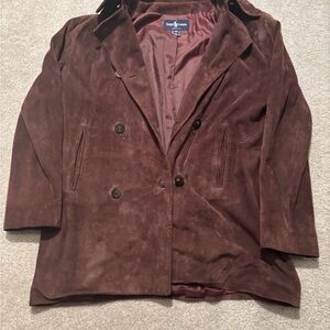 Vintage 90s Ralph Lauren Suede Leather Coat Jacket Women’s Size Mediums